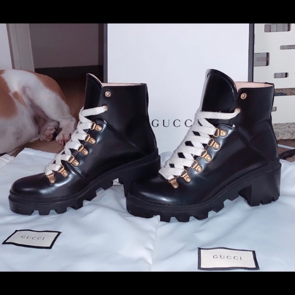 Leather ankle boot with Sylvie Web - Picture 2 of 11